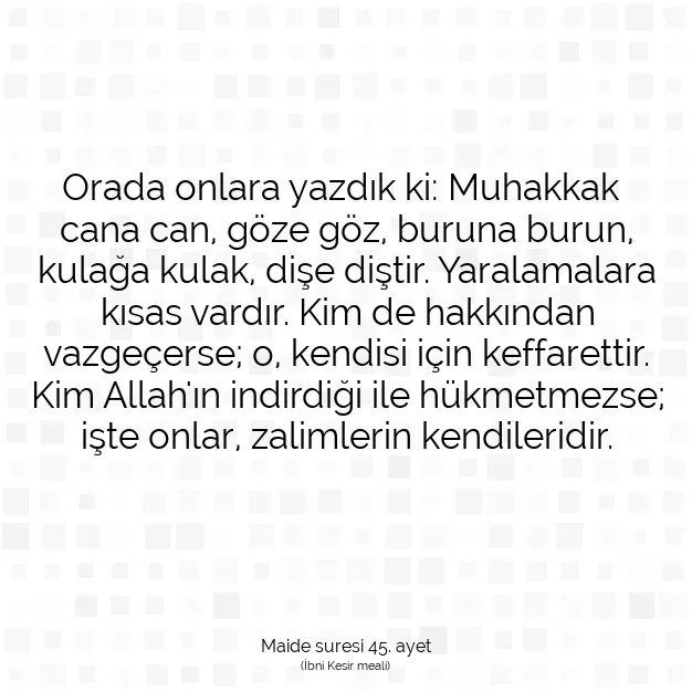 Ayetbul | Kuran Mealleri | Quran | Maide suresi 45. ayet