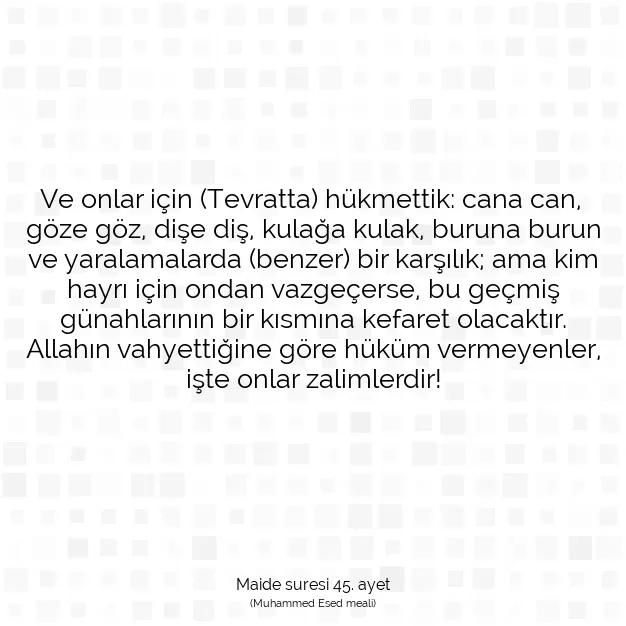 Ayetbul | Kuran Mealleri | Quran | Maide suresi 45. ayet