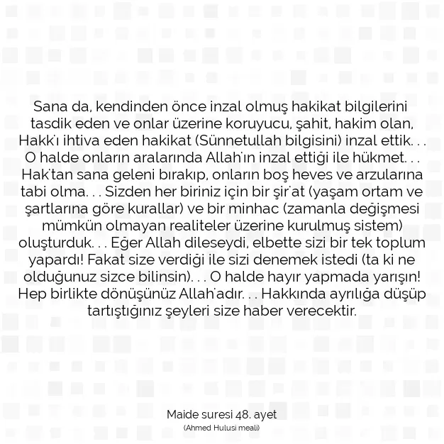 Ayetbul | Kuran Mealleri | Quran | Maide suresi 48. ayet