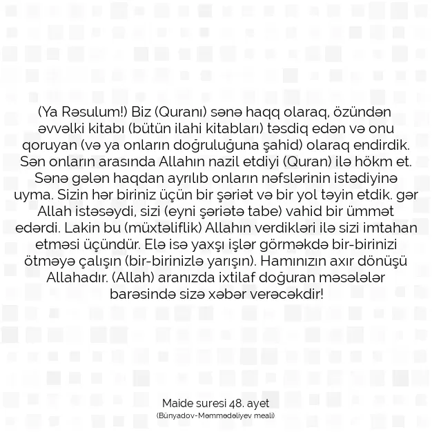 Ayetbul | Kuran Mealleri | Quran | Maide suresi 48. ayet