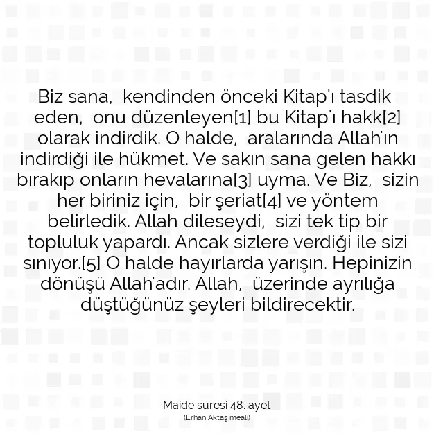 Ayetbul | Kuran Mealleri | Quran | Maide suresi 48. ayet