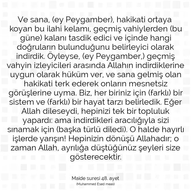 Ayetbul | Kuran Mealleri | Quran | Maide suresi 48. ayet