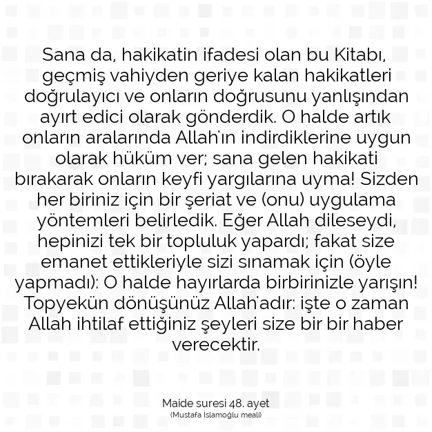 Ayetbul | Kuran Mealleri | Quran | Maide suresi 48. ayet