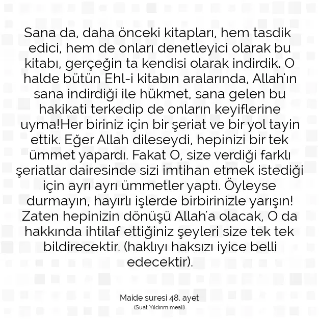 Ayetbul | Kuran Mealleri | Quran | Maide suresi 48. ayet