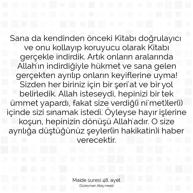 Ayetbul | Kuran Mealleri | Quran | Maide suresi 48. ayet