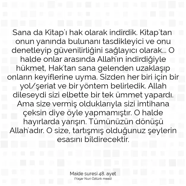 Ayetbul | Kuran Mealleri | Quran | Maide suresi 48. ayet