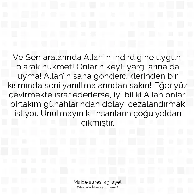 Ayetbul | Kuran Mealleri | Quran | Maide suresi 49. ayet