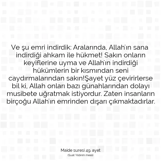 Ayetbul | Kuran Mealleri | Quran | Maide suresi 49. ayet