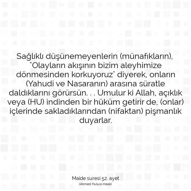 Ayetbul | Kuran Mealleri | Quran | Maide suresi 52. ayet