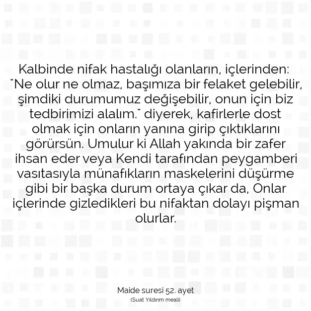 Ayetbul | Kuran Mealleri | Quran | Maide suresi 52. ayet