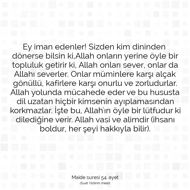 Ayetbul | Kuran Mealleri | Quran | Maide suresi 54. ayet