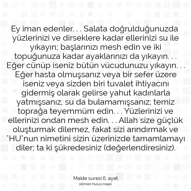 Ayetbul | Kuran Mealleri | Quran | Maide suresi 6. ayet