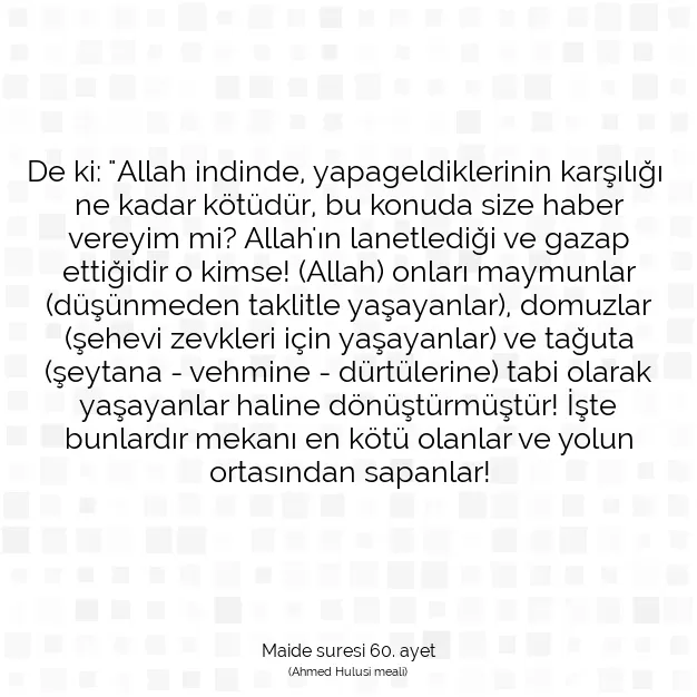 Ayetbul | Kuran Mealleri | Quran | Maide suresi 60. ayet