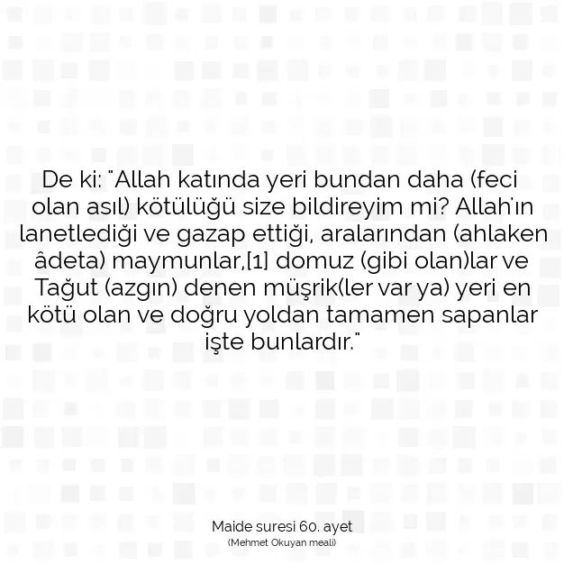 Ayetbul | Kuran Mealleri | Quran | Maide suresi 60. ayet