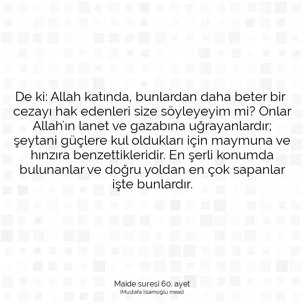 Ayetbul | Kuran Mealleri | Quran | Maide suresi 60. ayet