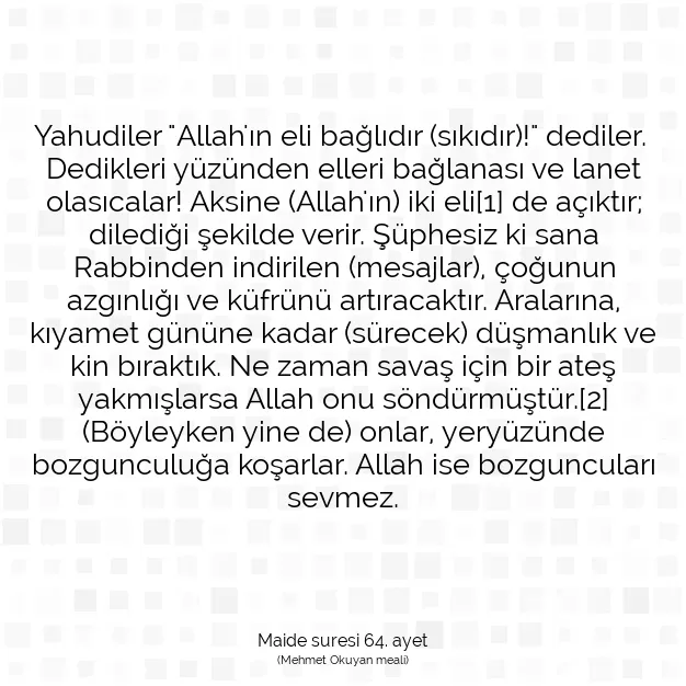 Ayetbul | Kuran Mealleri | Quran | Maide suresi 64. ayet