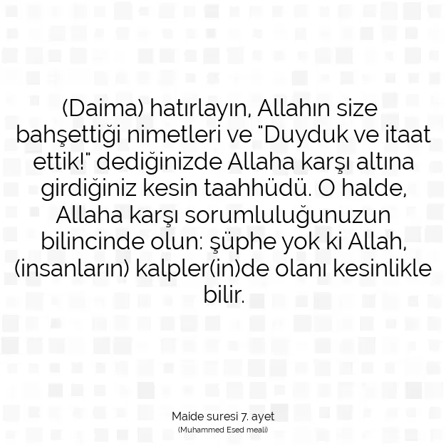 Ayetbul | Kuran Mealleri | Quran | Maide suresi 7. ayet