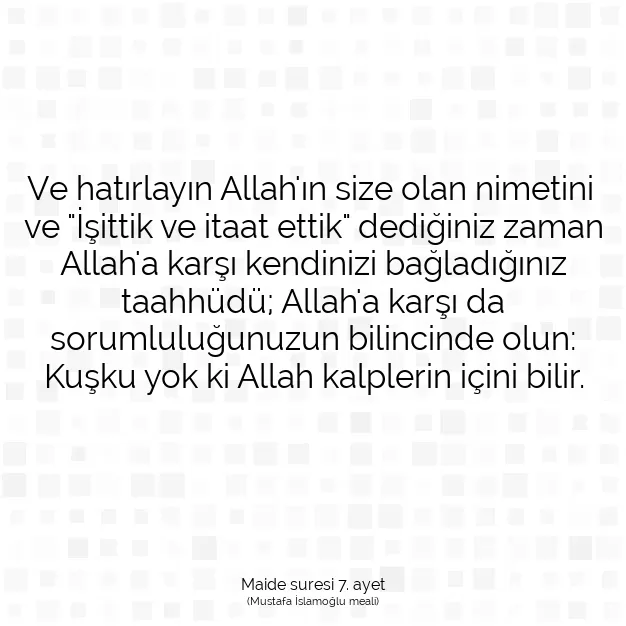 Ayetbul | Kuran Mealleri | Quran | Maide suresi 7. ayet