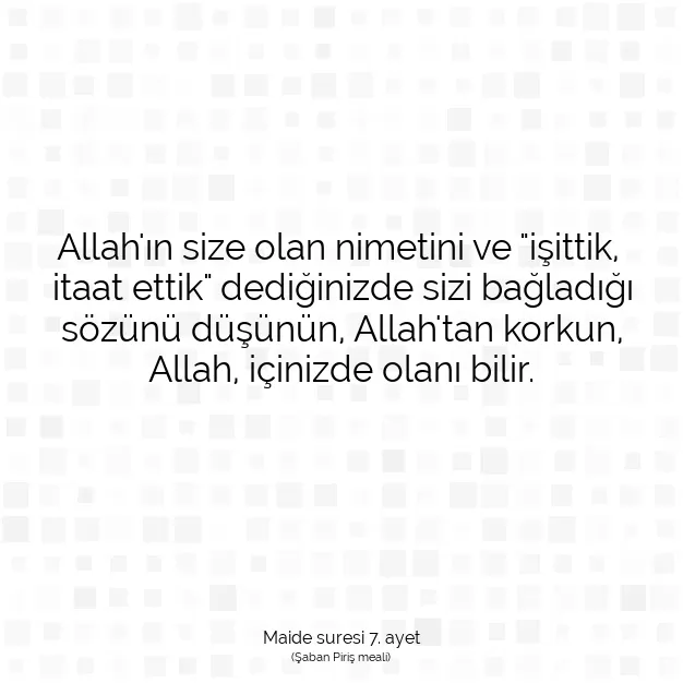 Ayetbul | Kuran Mealleri | Quran | Maide suresi 7. ayet