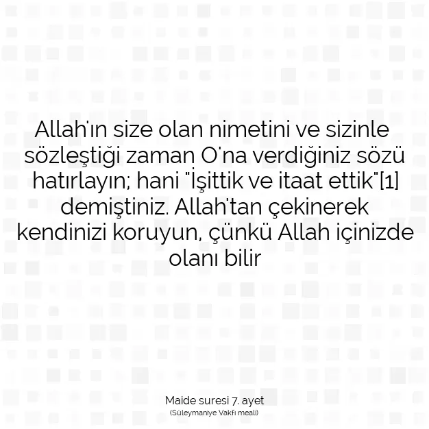 Ayetbul | Kuran Mealleri | Quran | Maide suresi 7. ayet