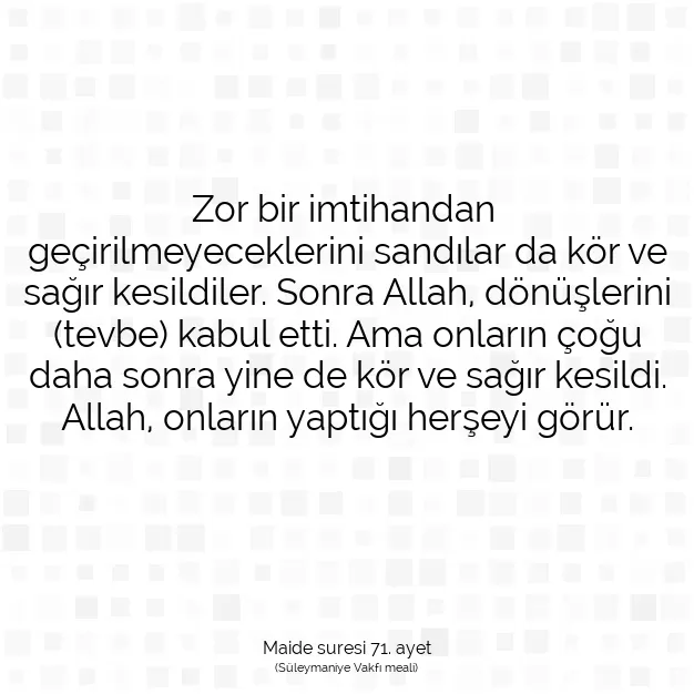 Ayetbul | Kuran Mealleri | Quran | Maide suresi 71. ayet