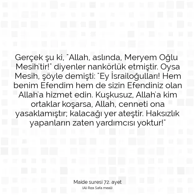 Ayetbul | Kuran Mealleri | Quran | Maide suresi 72. ayet