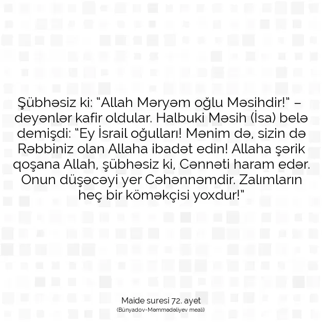 Ayetbul | Kuran Mealleri | Quran | Maide suresi 72. ayet