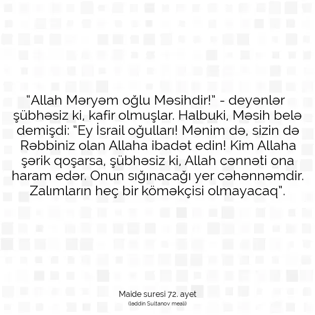 Ayetbul | Kuran Mealleri | Quran | Maide suresi 72. ayet