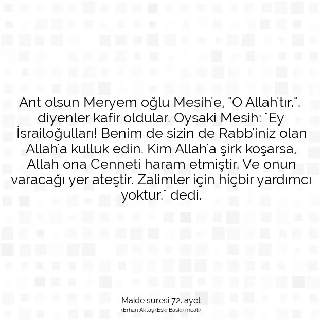 Ayetbul | Kuran Mealleri | Quran | Maide suresi 72. ayet