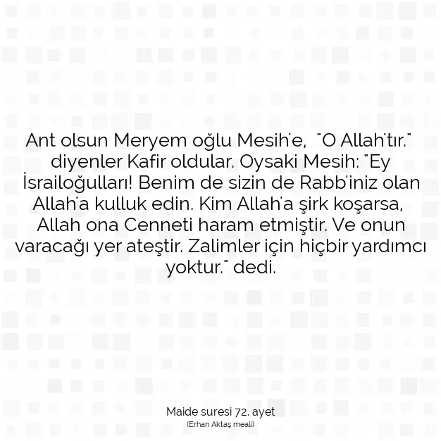 Ayetbul | Kuran Mealleri | Quran | Maide suresi 72. ayet