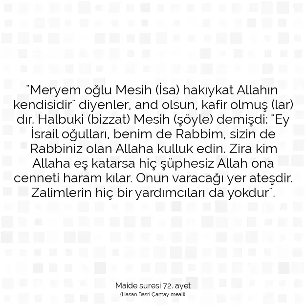 Ayetbul | Kuran Mealleri | Quran | Maide suresi 72. ayet