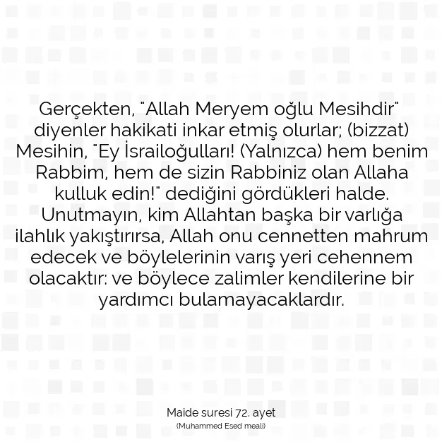 Ayetbul | Kuran Mealleri | Quran | Maide suresi 72. ayet