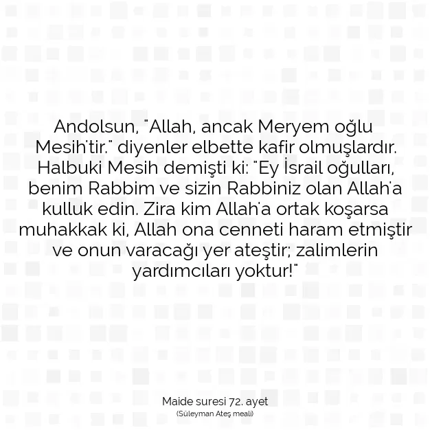 Ayetbul | Kuran Mealleri | Quran | Maide suresi 72. ayet