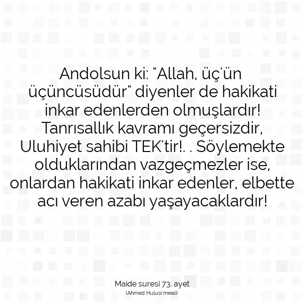 Ayetbul | Kuran Mealleri | Quran | Maide suresi 73. ayet