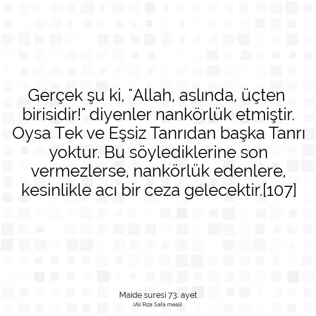 Ayetbul | Kuran Mealleri | Quran | Maide suresi 73. ayet