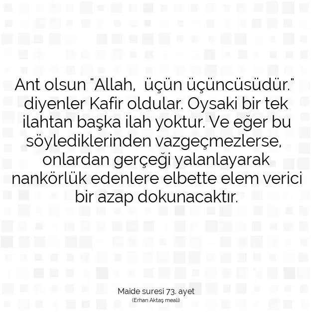 Ayetbul | Kuran Mealleri | Quran | Maide suresi 73. ayet