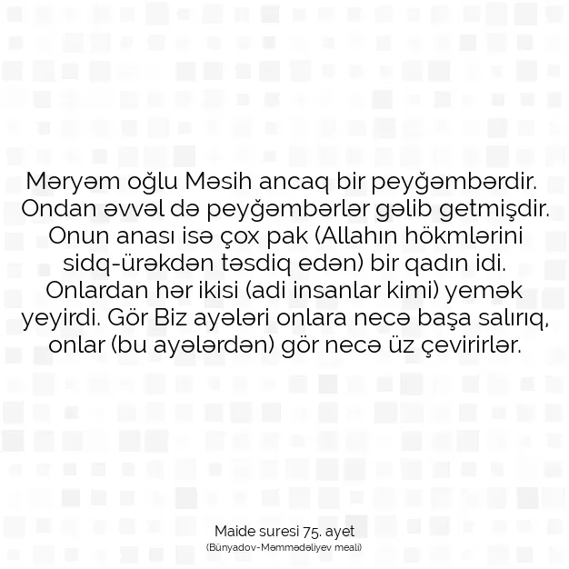 Ayetbul | Kuran Mealleri | Quran | Maide suresi 75. ayet