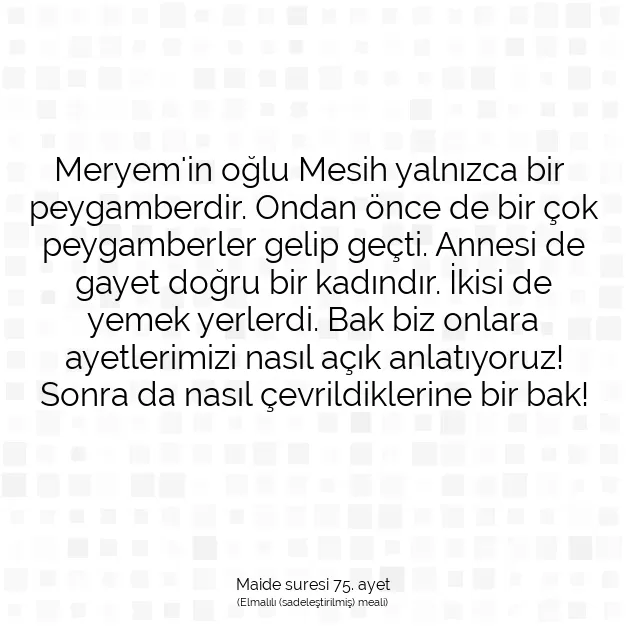 Ayetbul | Kuran Mealleri | Quran | Maide suresi 75. ayet