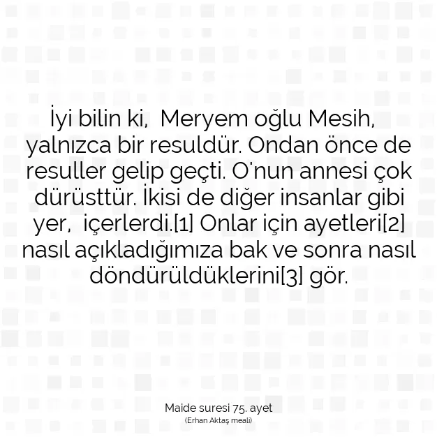 Ayetbul | Kuran Mealleri | Quran | Maide suresi 75. ayet