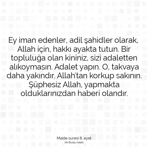 Ayetbul | Kuran Mealleri | Quran | Maide suresi 8. ayet