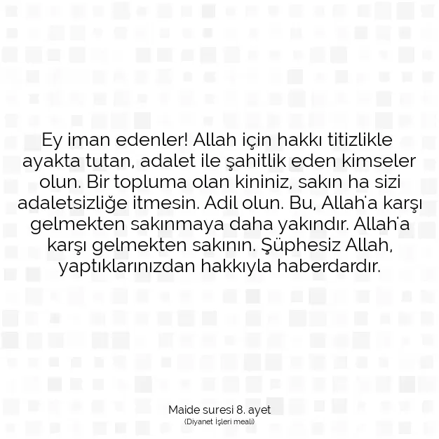 Ayetbul | Kuran Mealleri | Quran | Maide suresi 8. ayet