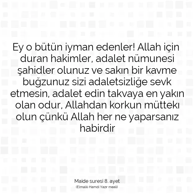 Ayetbul | Kuran Mealleri | Quran | Maide suresi 8. ayet