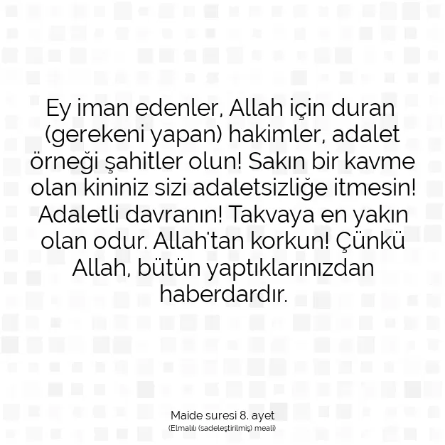 Ayetbul | Kuran Mealleri | Quran | Maide suresi 8. ayet