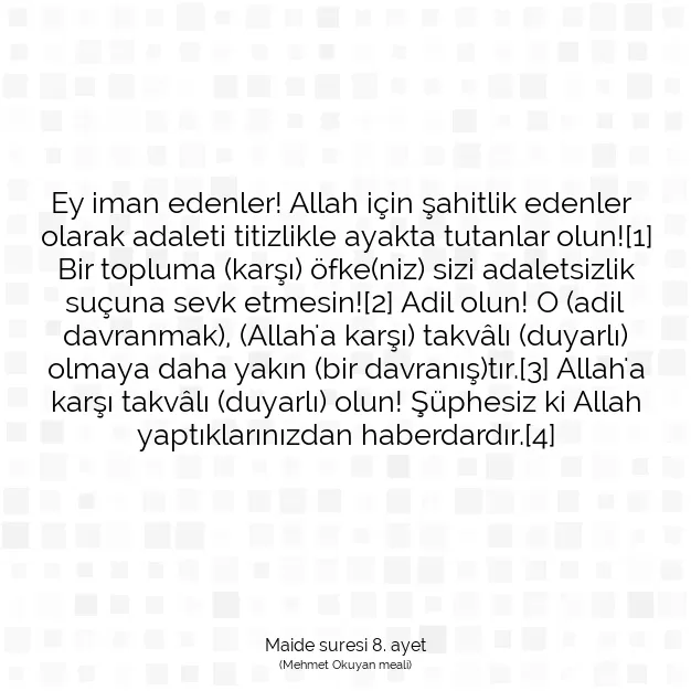 Ayetbul | Kuran Mealleri | Quran | Maide suresi 8. ayet