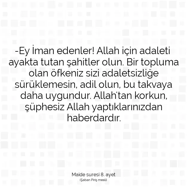 Ayetbul | Kuran Mealleri | Quran | Maide suresi 8. ayet