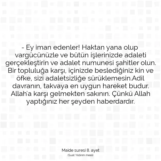 Ayetbul | Kuran Mealleri | Quran | Maide suresi 8. ayet