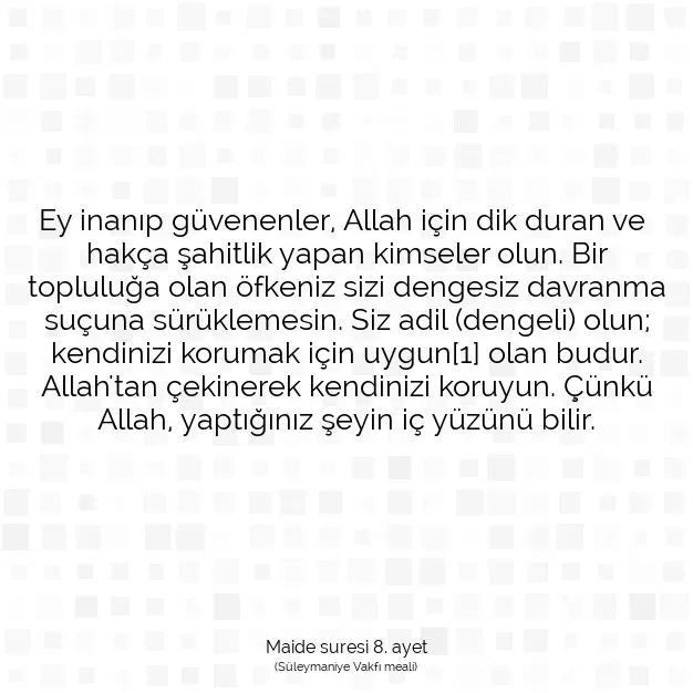 Ayetbul | Kuran Mealleri | Quran | Maide suresi 8. ayet