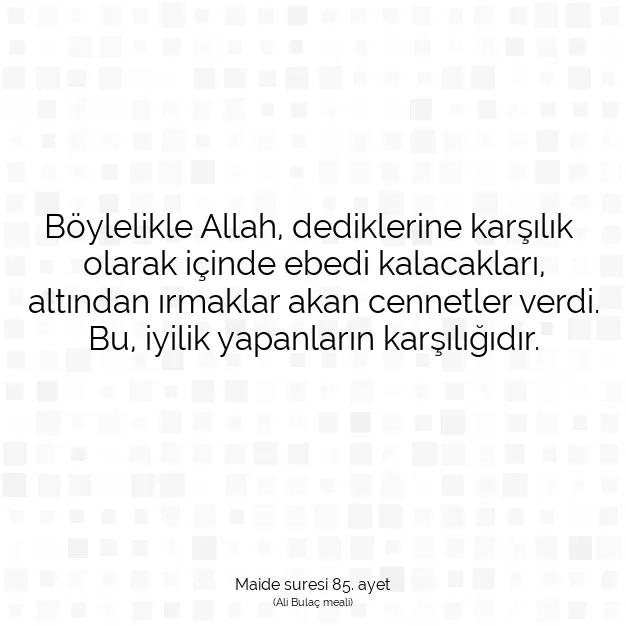 Ayetbul | Kuran Mealleri | Quran | Maide suresi 85. ayet