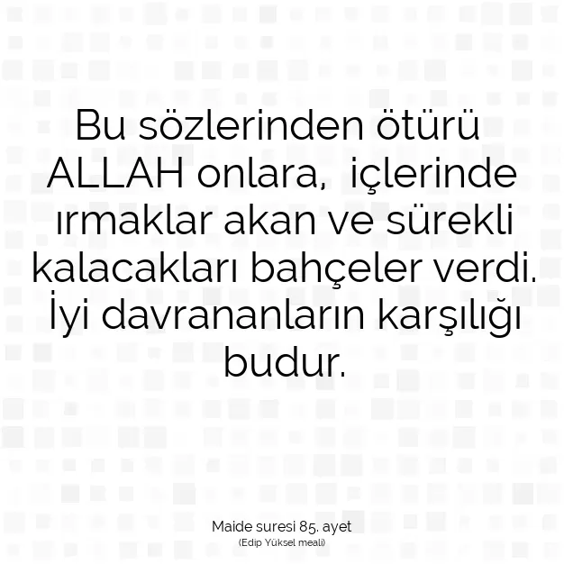 Ayetbul | Kuran Mealleri | Quran | Maide suresi 85. ayet