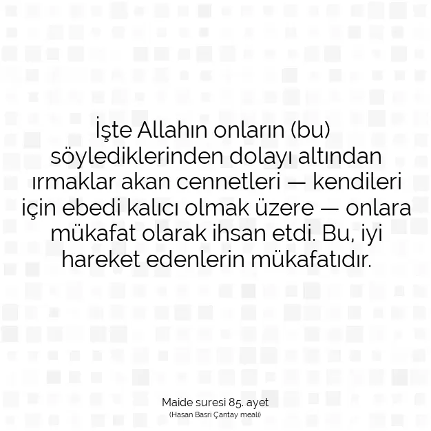 Ayetbul | Kuran Mealleri | Quran | Maide suresi 85. ayet